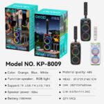Karaoke Speaker System KP-8008/8009 Wireless Bluetooth Speaker – 120W High Power, Dual Microphones for Karaoke, Portable Audio System for Outdoor Use and Home Parties