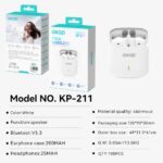 TWS Earbuds KP-211 Wireless Bluetooth semi-in-ear Earphones
