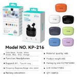 TWS Earbuds KP-216 Wireless in-ear Bluetooth Earbuds